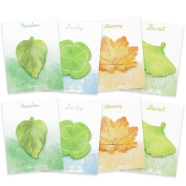 Imagem de 8 pacotes de notas adesivas de folha, notas autoadesivas de papel kawaii, blocos autoadesivos, 30 folhas/pacote x 8 pacotes, material de estudo escolar para estudantes, professores e crianças