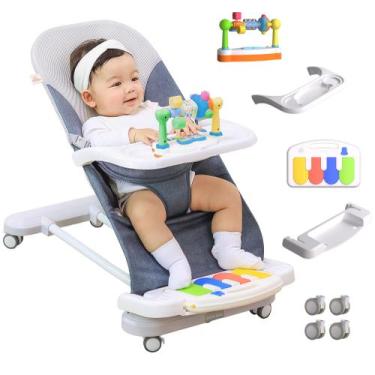 Imagem de Balanço Infantil CuddoBaby 4 em 1 com Rodas e Piano Removível - Azul