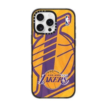 Imagem de CASETiFY Capa Impact para iPhone 16 Pro Max [NBA Co-Lab / Proteção contra quedas de 2,5 metros/Compatível com Magsafe] - Jersey Vintage Los Angeles Lakers - Preto transparente