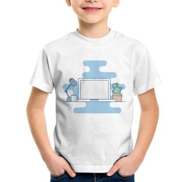 Imagem de Camiseta Infantil Laptop - Foca na Moda, Branco, 6