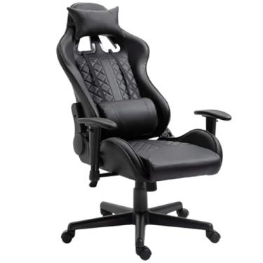 Imagem de Cadeira Gamer Ergonômica, Reclinável, Couro Sintético, Suporta até 200kg, Preta