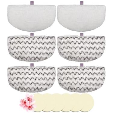 Imagem de Esfregão Flammi 4 + 2 pastilhas de substituição de esfregão a vapor macio e 6 discos de perfume para bissell Powerfresh Steam Mop 1940 1806 1440 1544, modelo 2685A 2075A 19402 19404 19408 1940A 1940Q 1940Q 19940 40T 1940W, peça # 5938