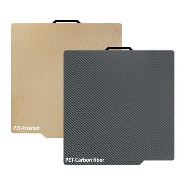 Imagem de GOMENL Placa De Construção Pet Pei Para Impressora 3D Para Bambu Lab X1/X1C/X1E/P1P/P1S/A1, 257X257Mm Fibra De Carbono Lisa Pet + Placa De Aço De Mola Pei Texturizada Para Impressoras 3D Da Série Ba