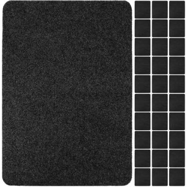 Imagem de Nuanchu Pacote com 30 tapetes antiderrapantes para mictório, preto, 46 cm x 31 cm, retangular, lavável, antiderrapante, almofada para mictório de banheiro para homens, hotéis, restaurantes, banheiros