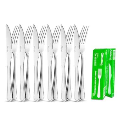 Imagem de Conjunto de Talheres Aço Inoxidável, Continental, 12 Garfos e 12 Facas de Mesa premium pesado