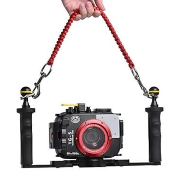 Imagem de Sea frogs Caixa de câmera subaquática cordão de transporte corda de paraquedas de grau militar capa à prova d'água alça macia com 2 peças de ganchos de pressão de parafuso de olhal giratório de aço