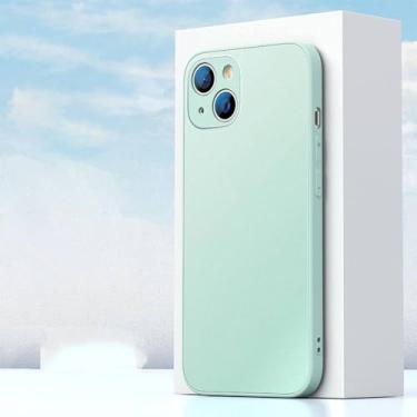 Imagem de Capa de silicone líquido de vidro temperado fosco para iPhone 13 12 Mini 11 Pro XS Max XR X 7 8 Plus SE3 Capa traseira dura verde, ciano, para iPhone 7