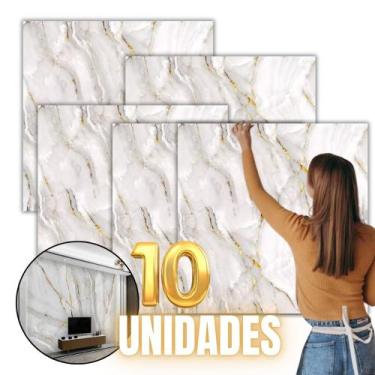 Imagem de 10 Placas Adesivo de Mármore para Parede Autocolante 60x60cm Impermeáv