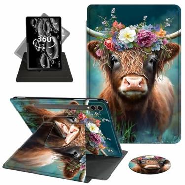 Imagem de ACWDMKH Capa para tablet Samsung Galaxy Tab S10 Plus/S9 FE Plus/S9 Plus 5G de 12,4 polegadas, giratória de 360 graus, capa flip de couro PU com suporte flip e ativação automática/hibernação, linda