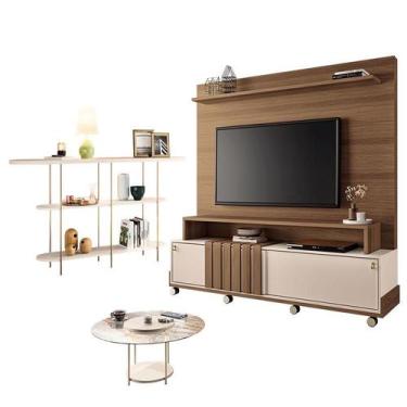 Imagem de Estante Home Theater Bold Off White Castanho e Aparador Infinity e Mes