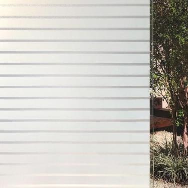 Imagem de Pelicula Adesivo Eletrostatica Vidro Jateado Faixas Brancas - Open Sta