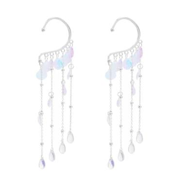 Imagem de 2 peças de brincos de orelha de concha com glitter, sem piercing, brincos de borla, brincos de pressão para mulheres, clipes de orelha, verão, praia, noivas, joias de casamento, Large, Cobre, Sem