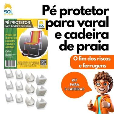 Imagem de Kit Sapatas Protetor de Pé para 3 Cadeiras de Praia e Varal de Chão Co