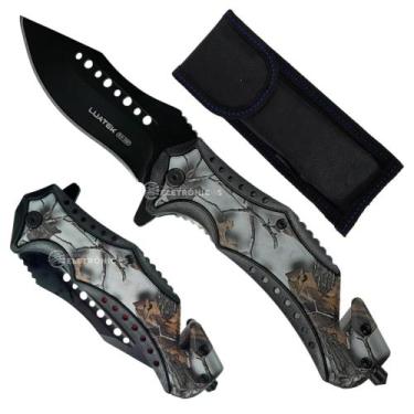 Imagem de Canivete Tático com Quebra-Vidro, Cortador e Lâmina de Aço de 9cm para