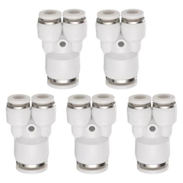 Imagem de HARFINGTON 5 peças de encaixes push to connect tubo de 3/20.3 cm OD x 1/4 polegada OD, kit de encaixe pneumático de mangueira de ar de conexão rápida de plástico em T reduzindo 3 vias conector de