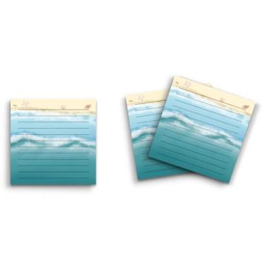 Imagem de Butler in the Home Sticky Notes Pacote com 12 7,6 cm x 7,6 cm, 50 folhas por bloco, ondas de praia, conchas de areia, blocos de notas engraçados e fofos, papel planejador de diário