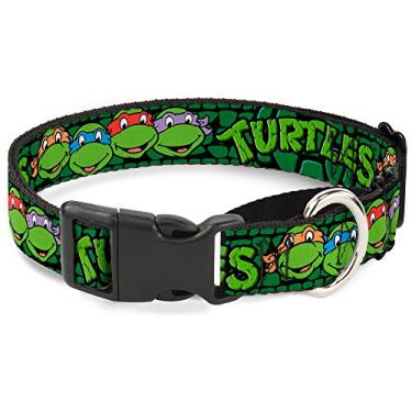 Imagem de Coleira de cachorro tartarugas ninja martingale caras grupo tartarugas tartarugas concha preto verde 23 a 38 cm de largura