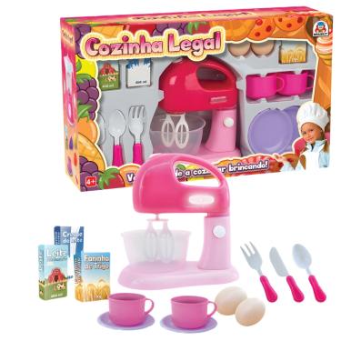 Imagem de Kit Cozinha Legal Brinquedo Rosa Com Batedeira Infantil