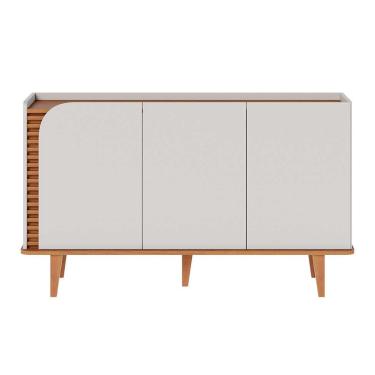 Imagem de Balcão Buffet Armário Aparador Encanto Com 3 Portas Off White /Freijo- Móveis Leartam