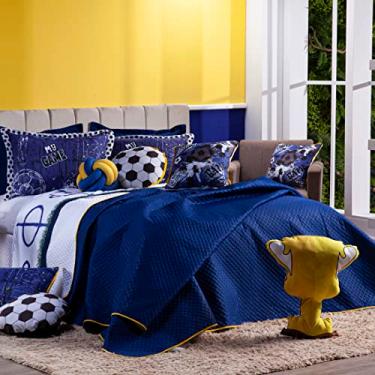 Imagem de Kit Cobre Leito Colcha QUEEN 08 Peças Futebol Game Dupla Face com Almofadas Estampadas - Jogo Conjunto Roupa de Cama Infantil Juvenil Menino