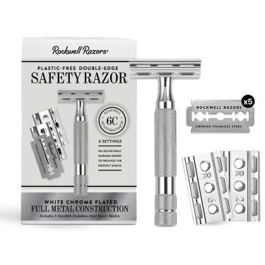 Imagem de Configurações do barbeador de segurança rockwell razors 6C White Chrome 6