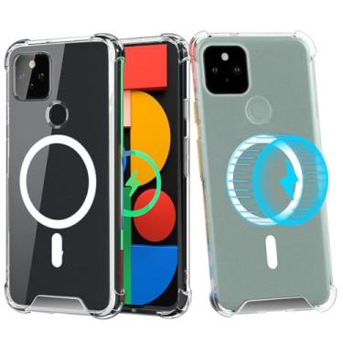 Imagem de Tffozssi Capa para Google Pixel 5, compatível com Magsafe - Capa traseira rígida transparente de policarbonato e TPU macio, à prova de choque, à prova de choque, transparente