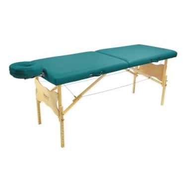 Imagem de Maca Profissional Portátil Antares Legno – 65 cm de largura, Altura Regulável, Capacidade para Até 300kg (Verde Escuro)