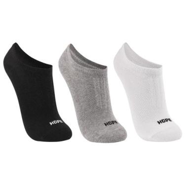 Imagem de Kit 3 Pares Meias Soquete Unissex Hope Cano Baixo Conforto Algodão, Pr