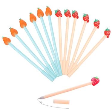 Imagem de XIANFANG 12 canetas de desenho animado de frutas, canetas de tinta gel Kawaii para adultos, perfeitas para escrever e projetos criativos, refil preto de 0,5 mm com um saco de canetas