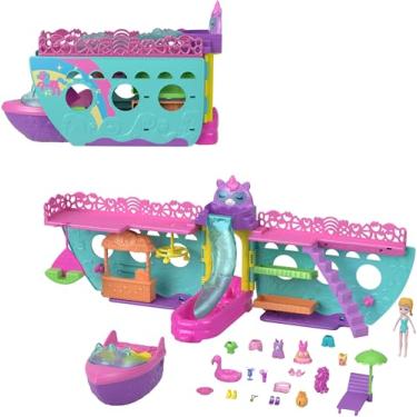 Imagem de Polly Pocket, Conjunto de Brinquedo Barco Unicórnio de 2 Andares com 1 Boneca e Acessórios, Para crianças a partir de 4 anos