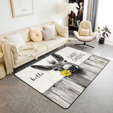 Imagem de jejeloiu Tapete divertido de área de burro, tapete decorativo para quarto de meninos e meninas, adolescentes, casa de fazenda, antiderrapante, retrô, rústico, interior