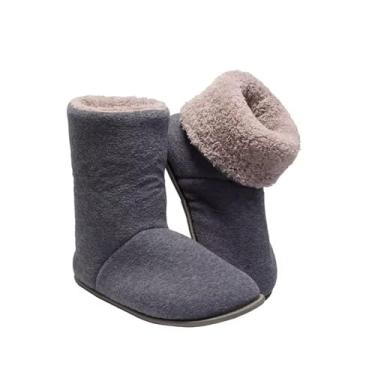 Imagem de Pantufa Bota Feminina Adulto Esquimo Solado Antoderrapante Cor Preta Toda Forrada em Lã Para Frio Inverno