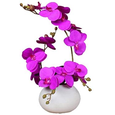 Imagem de DCYEQRQ Flores artificiais para decoração de flores artificiais Phalaenopsis buquê falso decorativo conjunto de flores artificiais para decoração de casa flores artificiais para interior flores