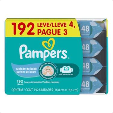 Imagem de Lenços Umedecidos Pampers Cuidado do Bebê Kit 4 Pacotes