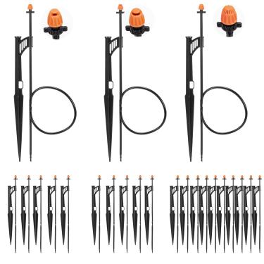 Imagem de Cabeças de irrigação de 90/180/360 graus: Micro bocal de irrigação em estaca de 30 cm com tubo de 0,6 cm - emissores de spray de gotejamento para sistema de irrigação de jardim