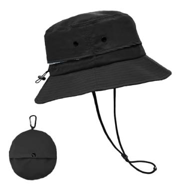 Imagem de lifwimner Chapéu balde para mulheres, chapéu de pescador embalável para homens, chapéu de sol, secagem rápida, respirável, proteção UV para pesca, caminhadas, praia, safári, verão, (preto)