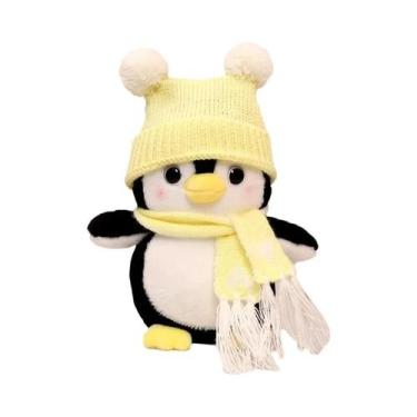 Imagem de Pinguim de Pelúcia Fofo 25-35cm - Brinquedo Macio com Chapéu e Cacheco