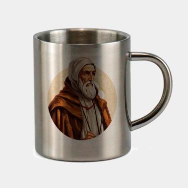 Imagem de Caneca de Inox Premium Prateada 400ml Santo Sao Bento Igreja Catolica 