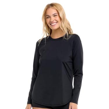 Imagem de SWAN SEVEN Camisa feminina Kayleen de manga comprida com ajuste mais solto, preta, Preto, M