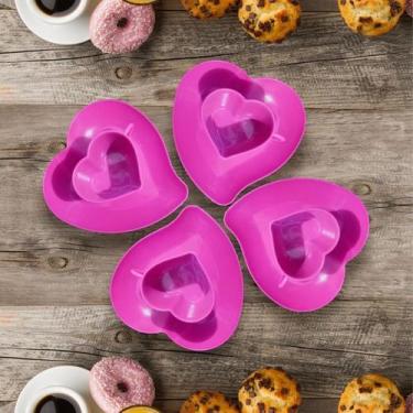 Imagem de Conjunto 04 Xicaras Coração Acrílicas com 4 Pires Coração - sem marca,