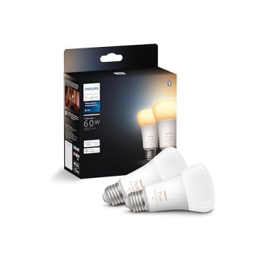 Imagem de Philips Hue Lâmpada LED Smart 60W A19 - Luz branca quente para ambiente frio - Pacote com 2-800LM - E26 - Interior - Controle com o aplicativo Hue - Funciona com Alexa, Google Assistant e Apple