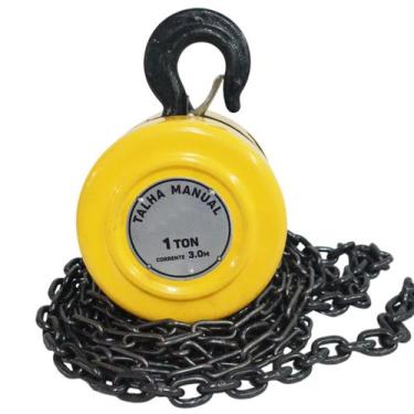 Imagem de Talha Manual 1 Tonelada 1000 kg com Corrente 3 Metros Elevação - S/M
