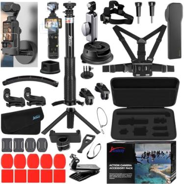 Imagem de Kit de acessórios para DJI Osmo Pocket 3 Creator Combo Case Suporte magnético para bastão de selfie Tripé, protetor de tela de vidro, ventosa para peito, alça de cabeça, pacote de clipe de mochila