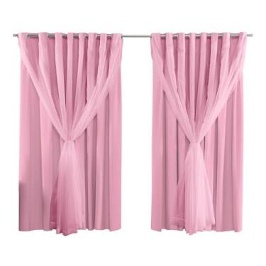 Imagem de Cortina Blackout PVC Com Voil 2,80M x 2,30M Sala Quarto Escritorio 100% Blecaute Para Varão Simples