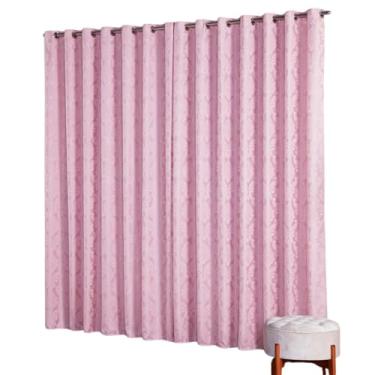 Imagem de Cortina Jacquard Tecido Grosso com Desenho 4,00M x 2,70M para Porta Sala ou Quarto Liso (ROSA)