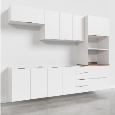 Imagem de Cozinha Modulada 5 Peças Sem Tampo 2 Aéreos 2 Balcões 1 Torre Quente Ipanema Branco