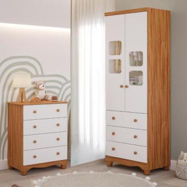 Imagem de Quarto de Bebê Completo Cômoda Júnior Simples 4 Gavetas Guarda Roupa U