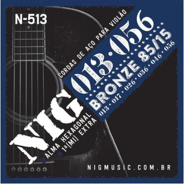 Imagem de Cordas Violão Aço 013 Bronze 85/15 6 Cordas N513 - NIG