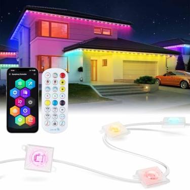 Imagem de YOPSTAR Luzes Externas Permanentes Inteligentes, De Beiral Rgb À Prova D'Água Ip67 Com Aplicativo/Controle Remoto, 100 Modos Cena, Compatível Alexa E Google Assistente, Iluminação Telhado Jardim Par