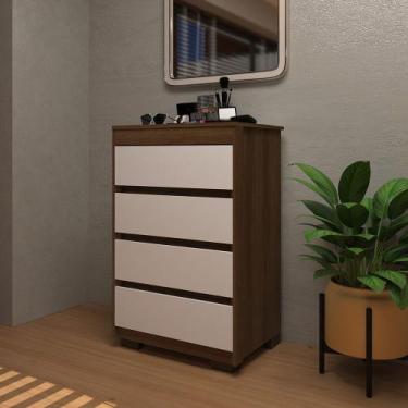 Imagem de Cômoda 4 Gavetas Uni Luciane Móveis, Avelã PF/Cinammon PF